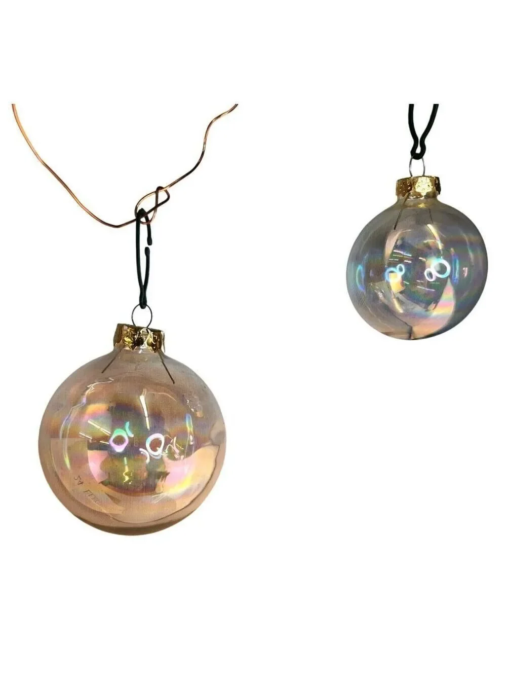 Holiday Crystal Glass Christmas Tree Ornaments Set 23 Pc 3 Sizes Gold Caps Vinta